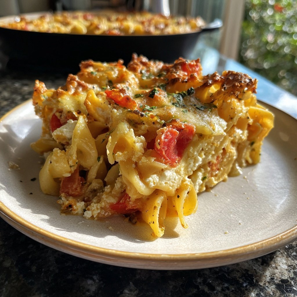 Nudelauflauf mit Tomaten und Feta