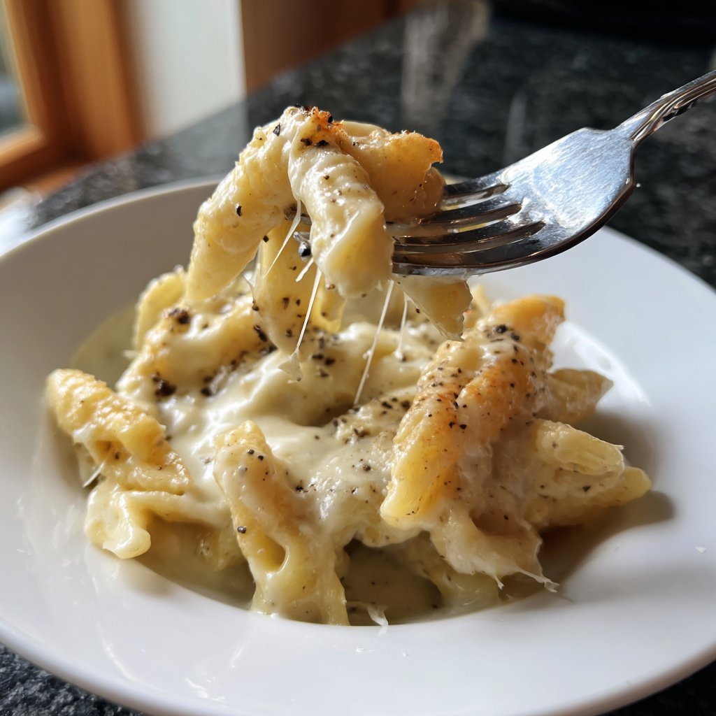 Romantische Pasta mit Sahnesauce und Parmesan