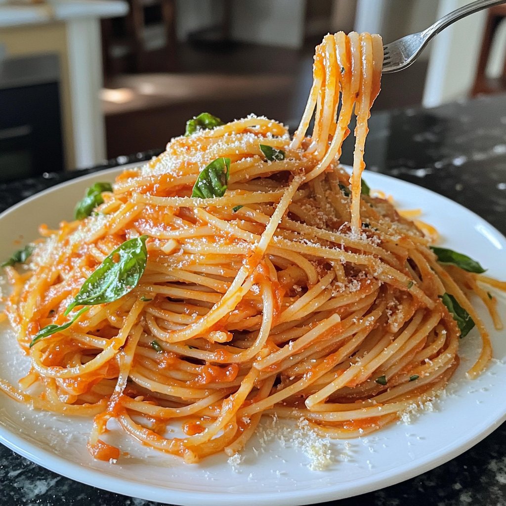 Spaghetti mit Tomaten-Basilikum-Sauce