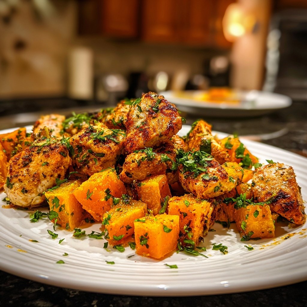 Kalorienarmes Hähnchen Mit Ofen Kürbis