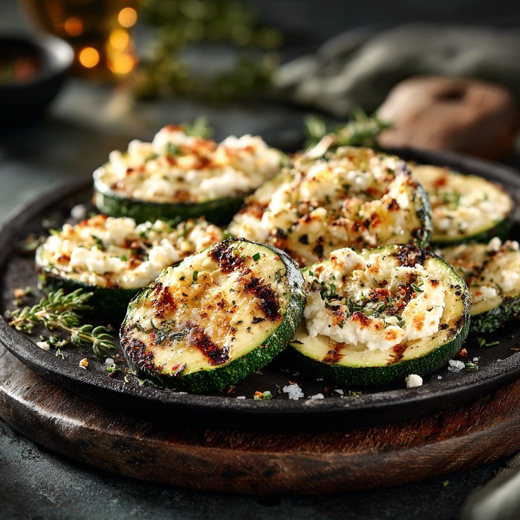 Gegrillte Zucchini Scheiben Mit Feta