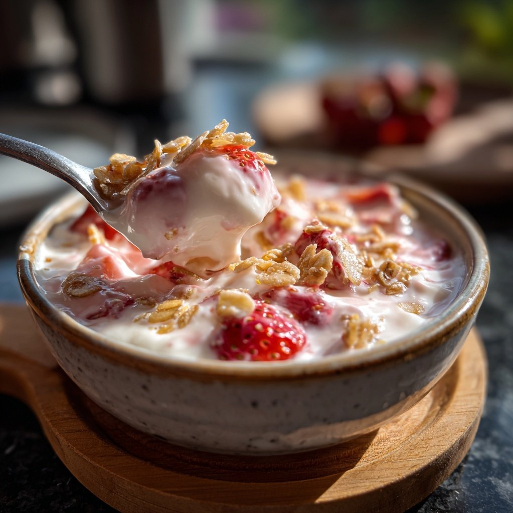 Erdbeer Quark Creme Mit Hafer Crunch
