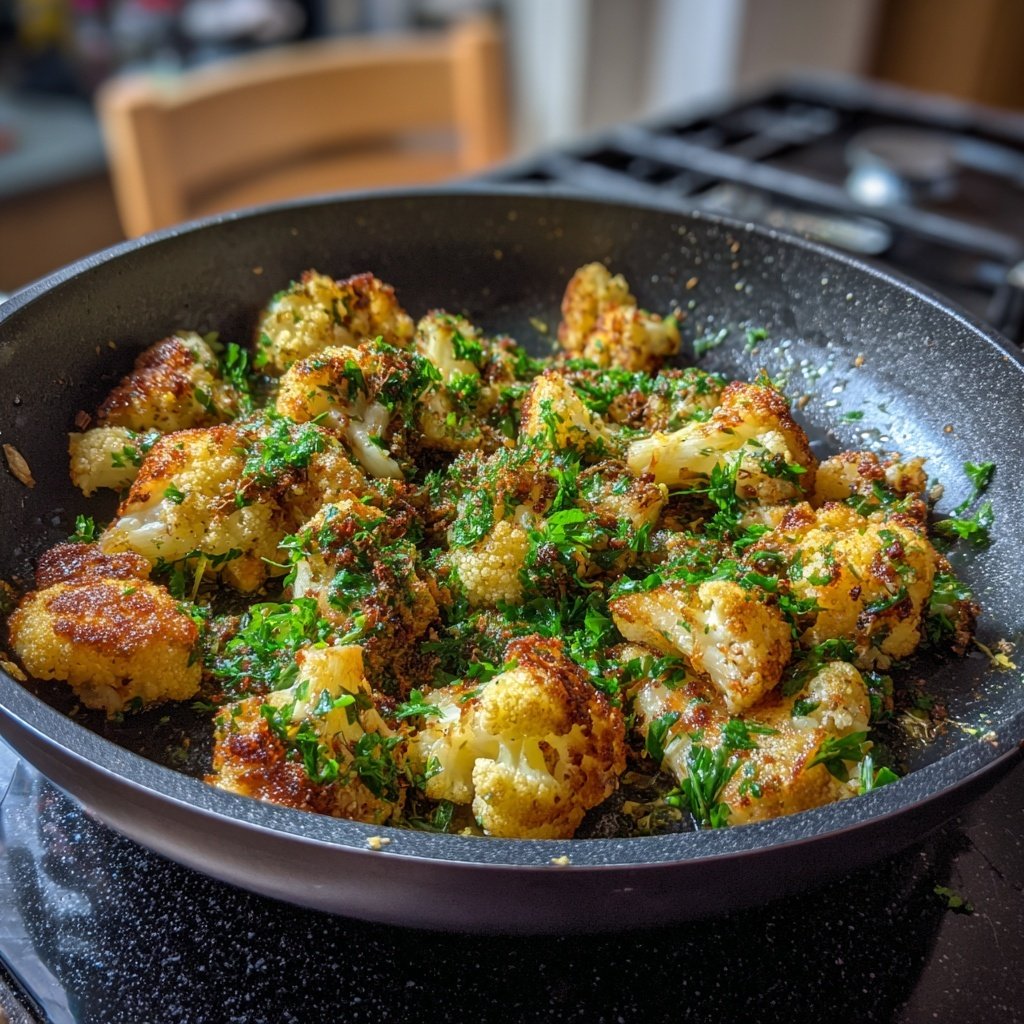Blumenkohl Pfanne Mit Zitronen Knoblauch Öl