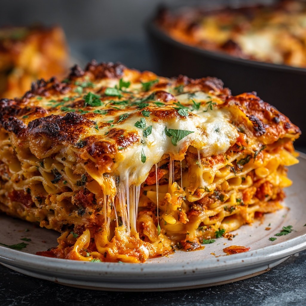 Nudelauflauf mit Tomatensauce